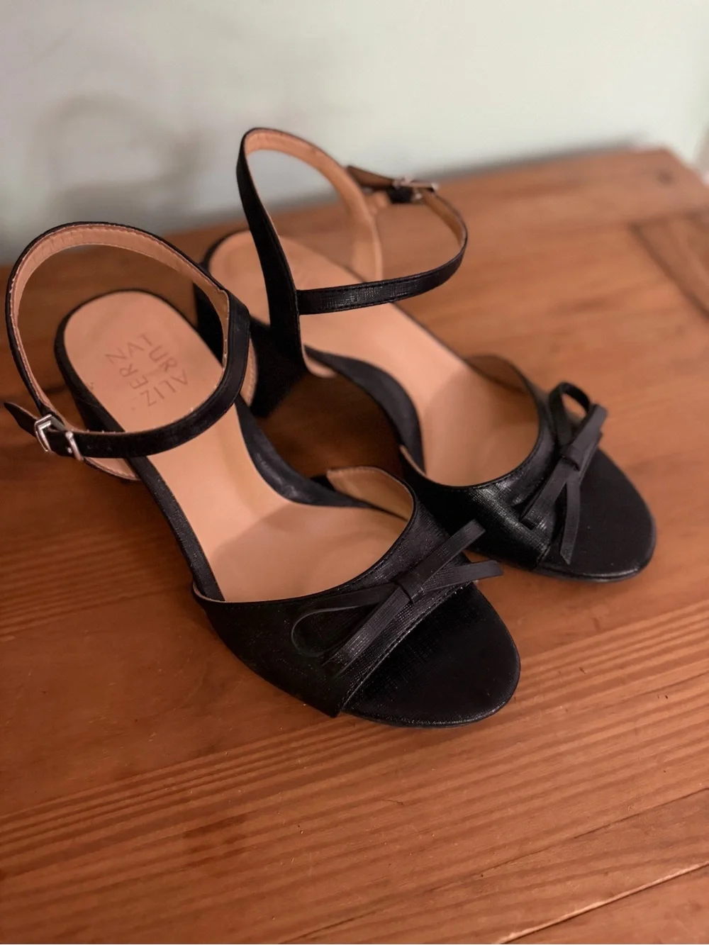 Naturalizer Black Open-Toe Ankle-Strap Heels - Picture 1 of 4